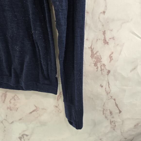 Athleta Shirt Womens Medium Navy Blue Merino Wool Baselayer Thumb Holes - Picture 4 of 11